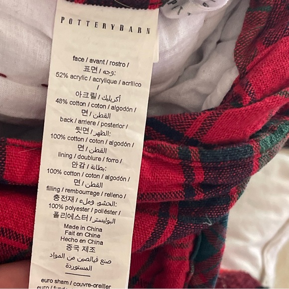 Pottery Barn Set of 3 Sullivan Plaid Patchwork Quilted Euro Sham 26” Square. - Picture 6 of 11